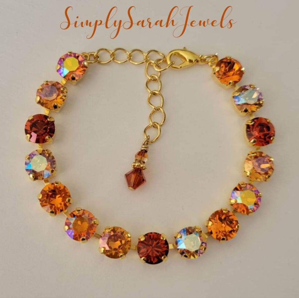 Austrian Crystal Tennis Bracelet In Yellow Gold
